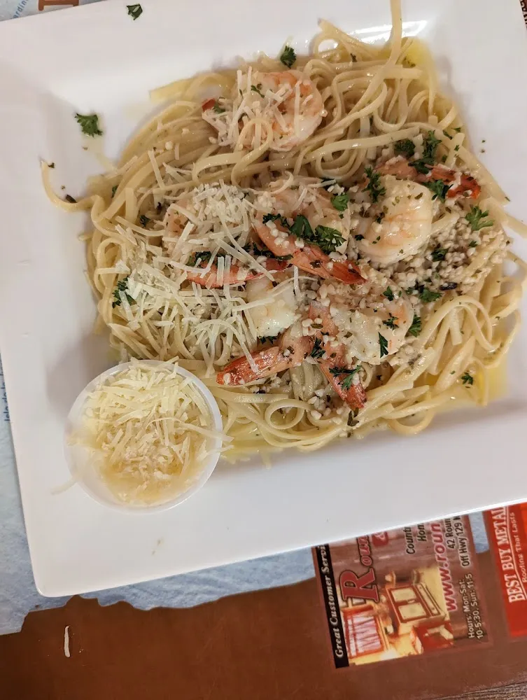 Garlic Shrimp over Linguine